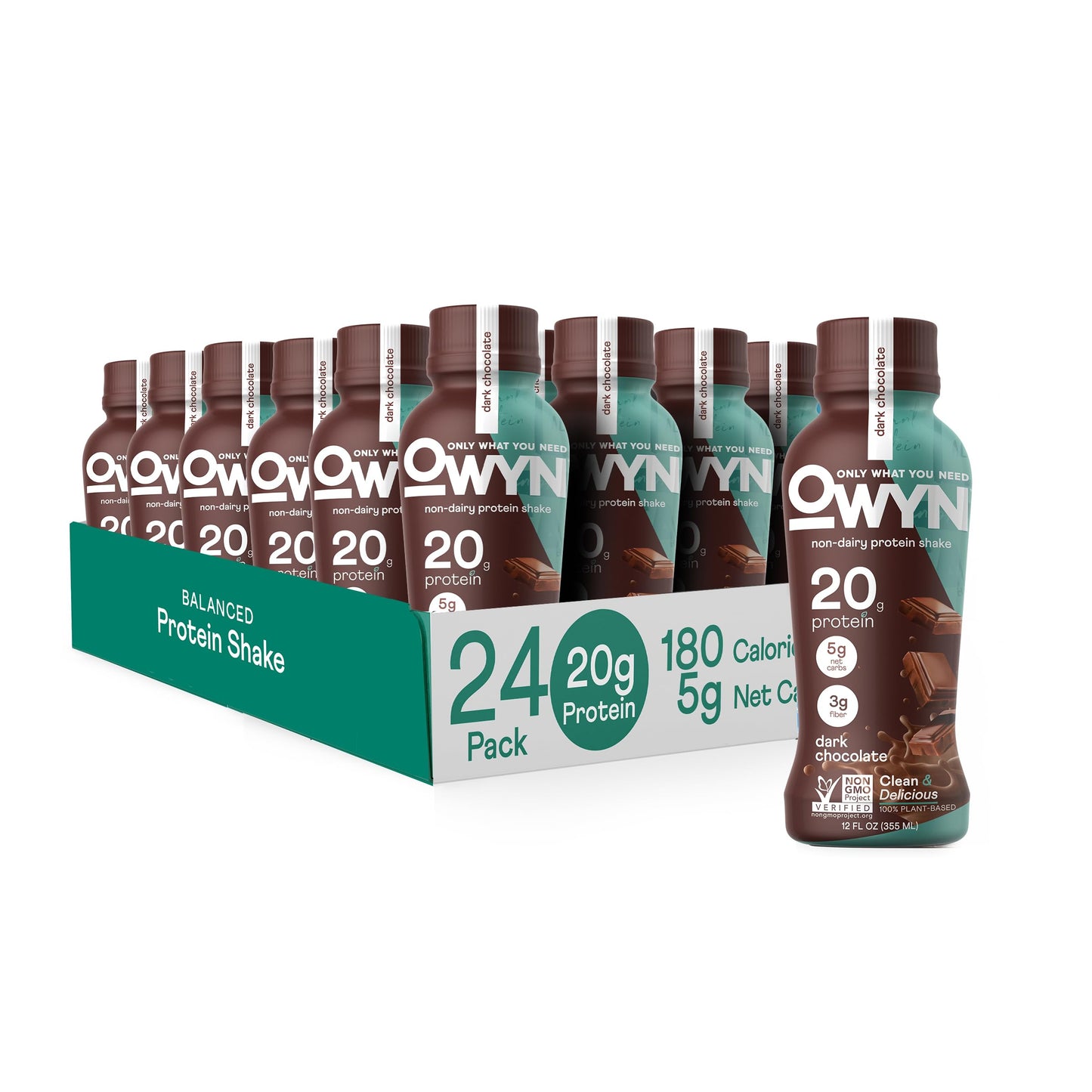 OWYN Only What You Need Strawberry Banana Flavored 20g Protein Shake, 12 Ct | 20g Protein, 4g Sugar, 3g Prebiotic Fiber, Dairy Free, Plant Protein, Gluten Free, Individual 12fl oz Bottles