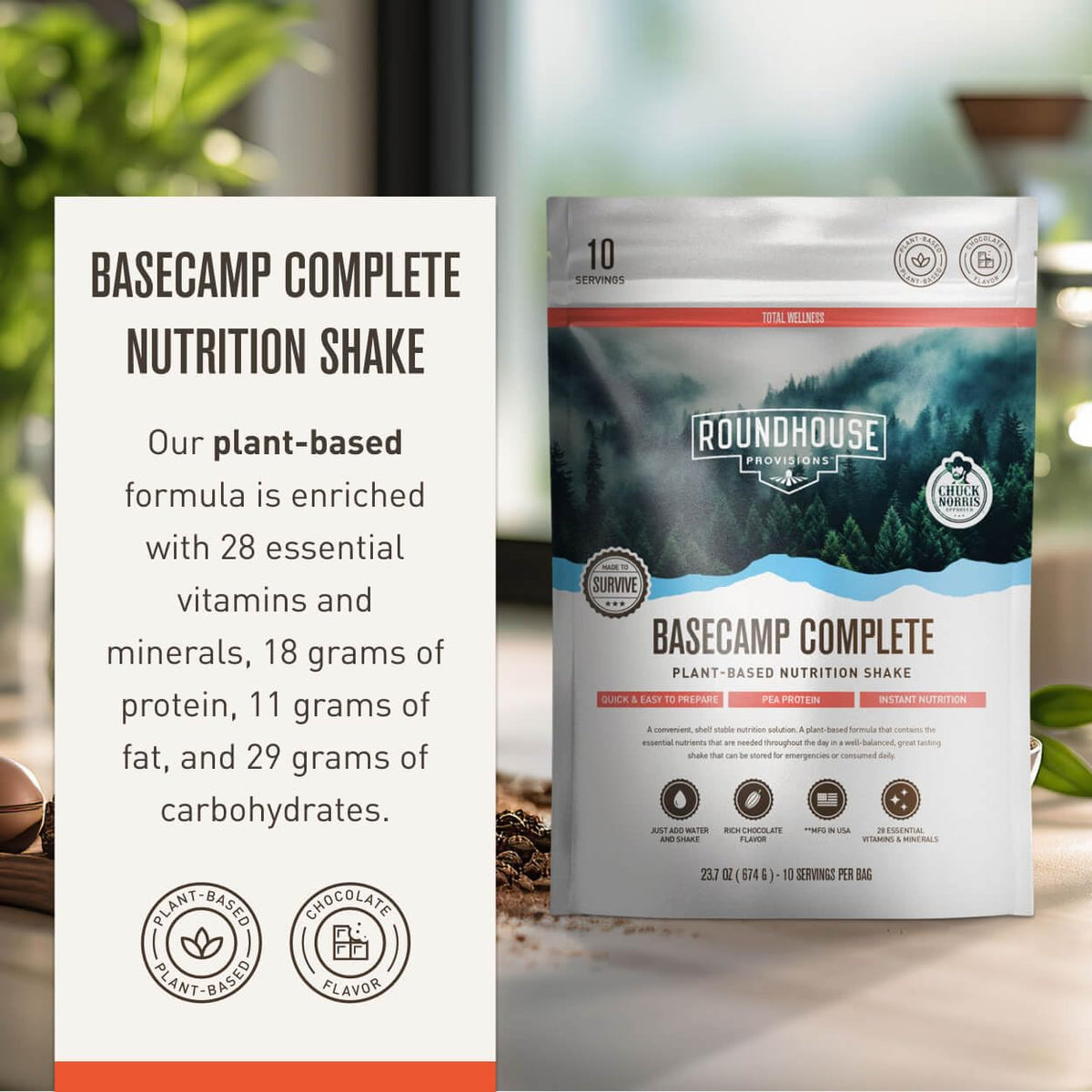 Roundhouse Provisions Basecamp Complete Nutrition Shake, Rich Chocolate