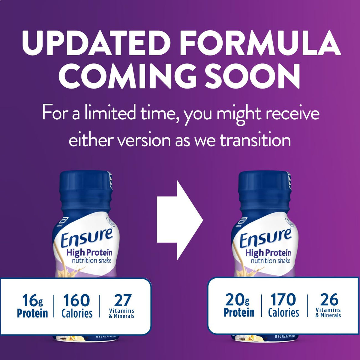 Ensure High Protein Vanilla Nutrition Shake with Fiber, Ready to Drink, 16g Protein and 27 Vitamins and Minerals, 8 fl oz, 24 Pack