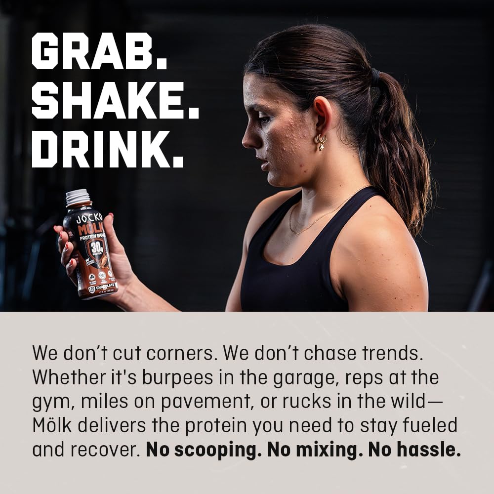 Jocko Mölk 30g Grass Fed Protein Shakes – No Added Sugar Protein Drinks KETO Friendly - Ready to Drink 12 FL Oz (Pack of 12) Vanilla