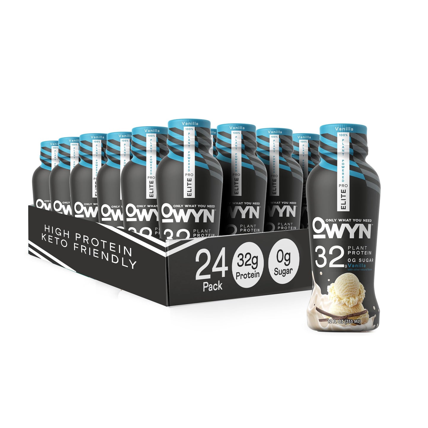 OWYN Only What You Need Strawberry Banana Flavored 20g Protein Shake, 12 Ct | 20g Protein, 4g Sugar, 3g Prebiotic Fiber, Dairy Free, Plant Protein, Gluten Free, Individual 12fl oz Bottles