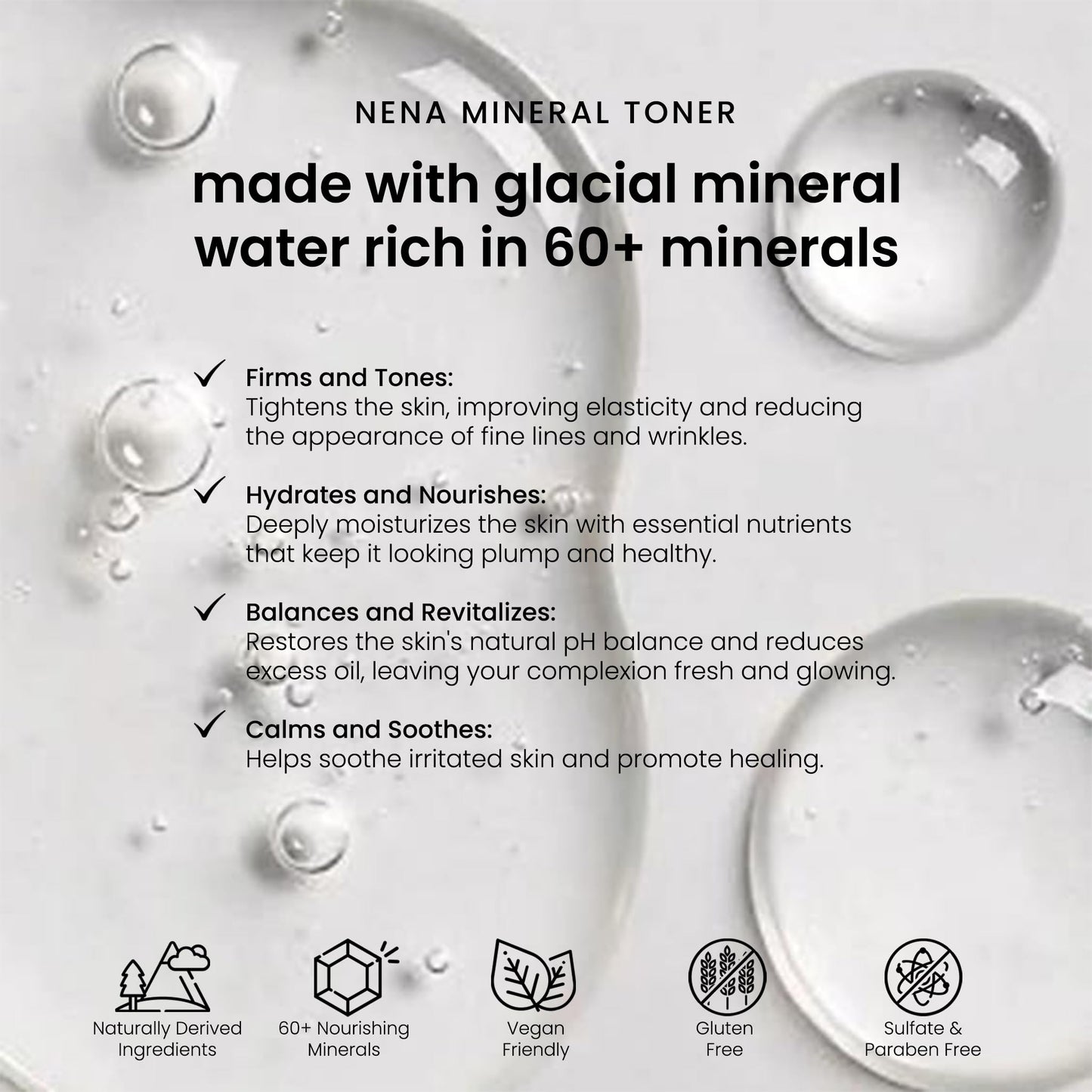 NENA Skincare Mineral Toner - Hydrating Toner for Face with Sodium Hyaluronate and Aloe Vera - Refines Pores, Balances and Plumps Skin - 4 oz