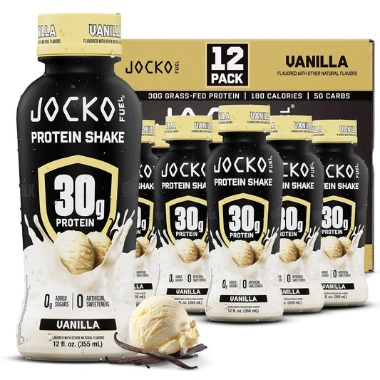 Jocko Mölk 30g Grass Fed Protein Shakes – No Added Sugar Protein Drinks KETO Friendly - Ready to Drink 12 FL Oz (Pack of 12) Vanilla