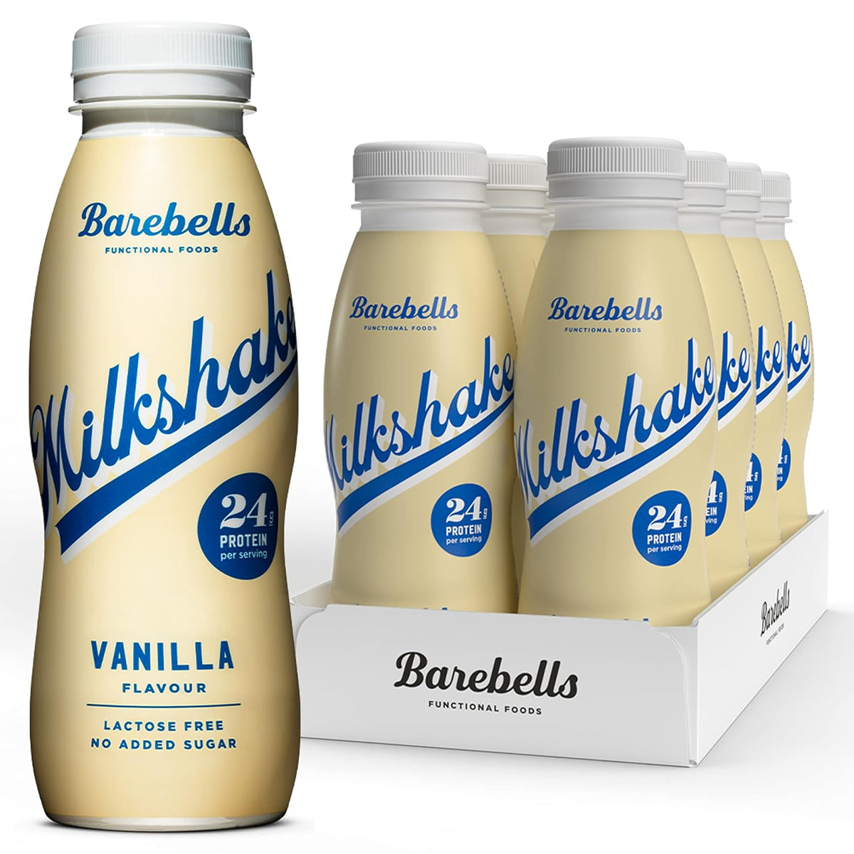 Barebells Milkshake - Batido Proteinas - 24g Proteina x Batido - Sin Lactosa - Sin Gluten - Sin Azúcares Añadidos - Vainilla - Pack 8 Batidos x 330ml