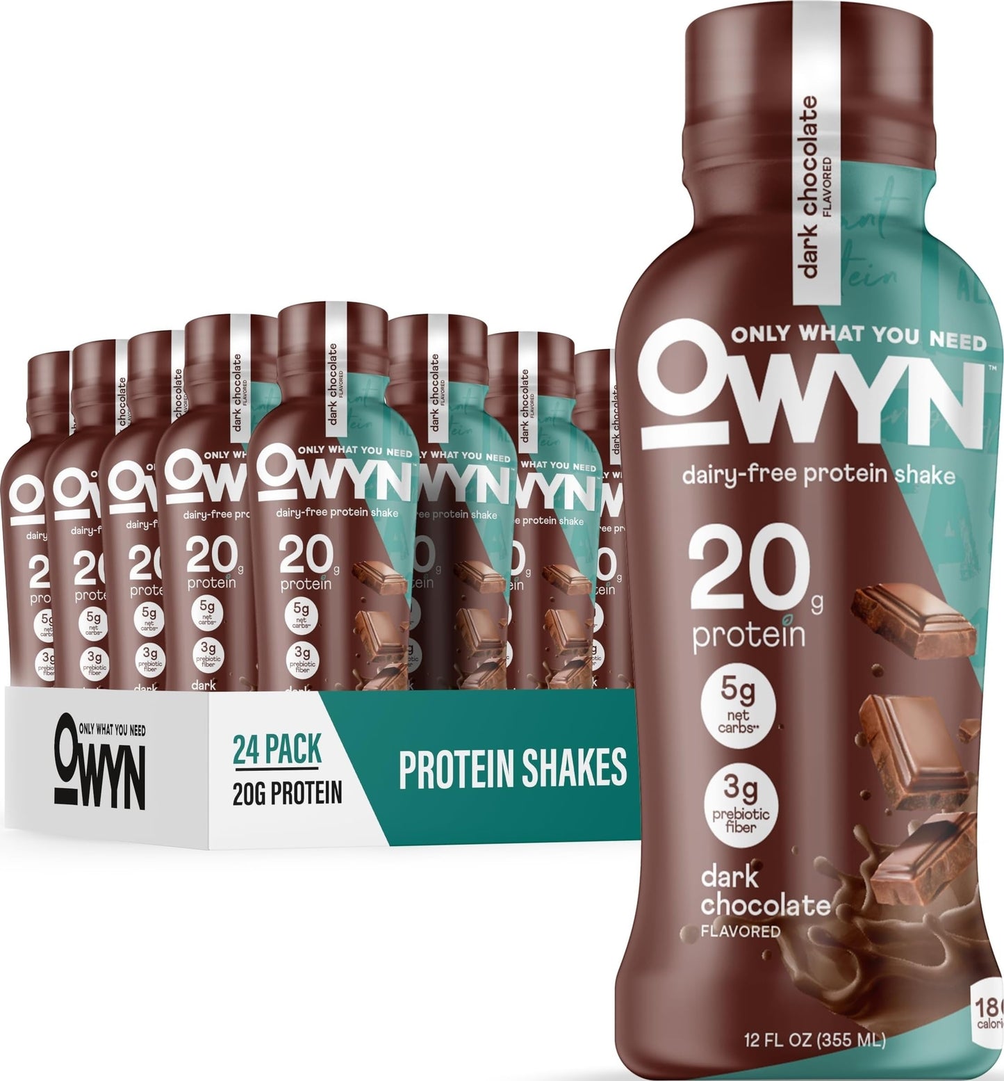 OWYN Only What You Need Strawberry Banana Flavored 20g Protein Shake, 12 Ct | 20g Protein, 4g Sugar, 3g Prebiotic Fiber, Dairy Free, Plant Protein, Gluten Free, Individual 12fl oz Bottles