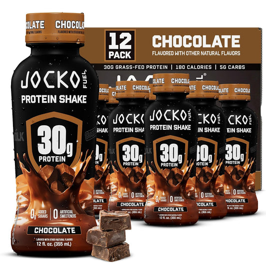 Jocko Mölk 30g Grass Fed Protein Shakes – No Added Sugar Protein Drinks KETO Friendly - Ready to Drink 12 FL Oz (Pack of 12) Chocolate