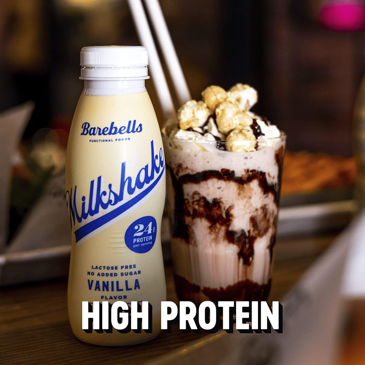 Barebells Milkshake - Batido Proteinas - 24g Proteina x Batido - Sin Lactosa - Sin Gluten - Sin Azúcares Añadidos - Vainilla - Pack 8 Batidos x 330ml