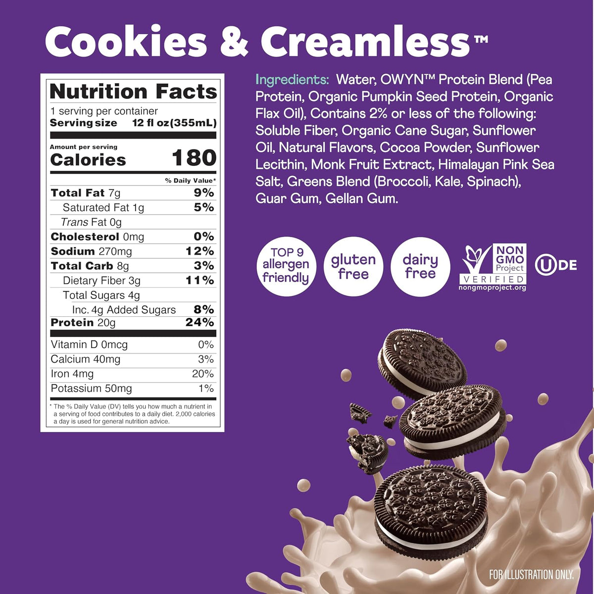 OWYN Only What You Need 20g Protein Shake Variety Pack, Dairy Free, 12 Ct